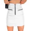 Zip Panel Wrap Hip Leather Skirt S-XXL Fashion Zipper Patchwork Leather Hip Skirt