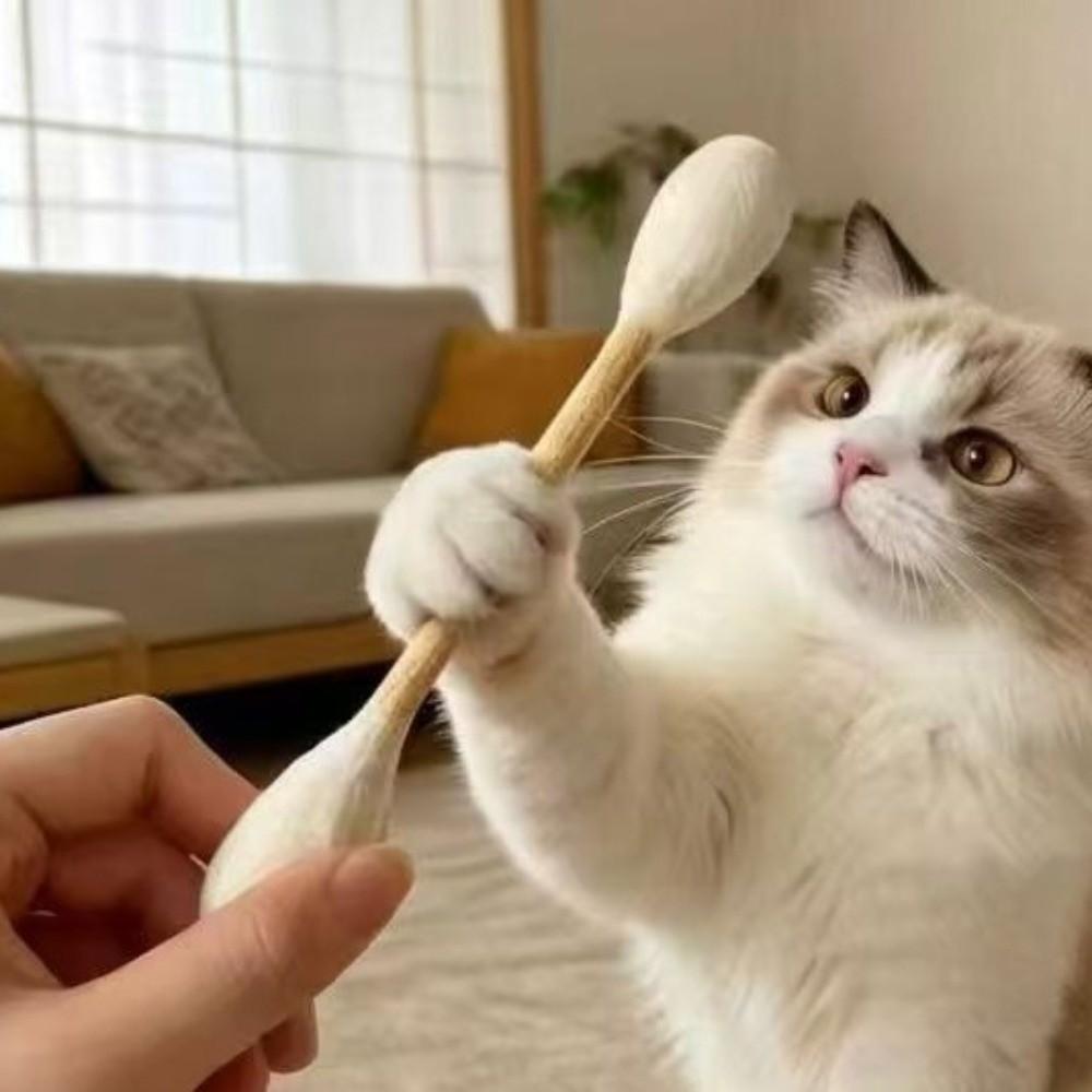 3PCS Bite Resistant Giant Qtip Cat Toy Anti-Boredom Cat Grinding Biting Stick Dental Care