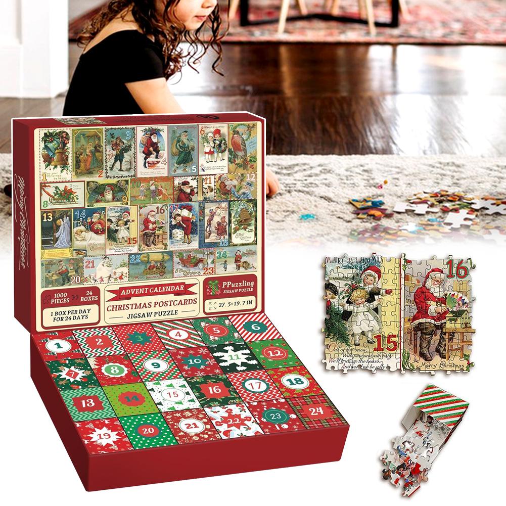 Christmas Gift 1000PCS Jigsaw Puzzles 24 Days Advents Calendar Festival Countdown Surprise Present Box For Kids Adults