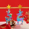 Colorful Confetti Reindeer Drop Earrings for Women Festive Star Stud Earrings for Christmas