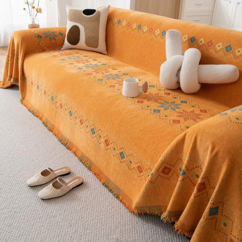 Bohemian Sofa Cover Cloth 2025 New All Seasons Universal Chenille Anti-cat Scratch Cushion Non-slip Full Cover Towel