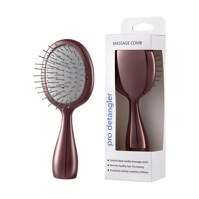 

Electroplated small comb gift box, steel needle comb tooth air cushion comb, women s household scalp massage comb, airbag comb 824 crooked head electroplated edition