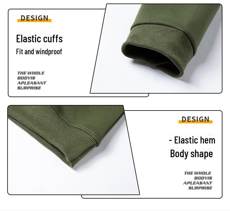 Men's American Style Half Zipper Stand Collar Pullover - Spring/Autumn Trendy Plus Velvet Sweatshirt