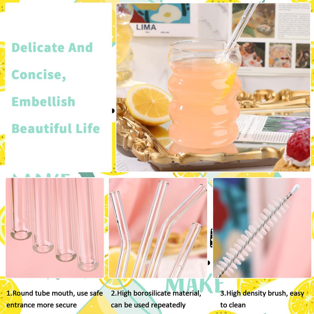 4er-Pack Kreative Bier-S-Tassen Geformt Vintage Klar Trink-S Mit Strohhalmen Set Niedliche Trink-S Kaffee-Glas