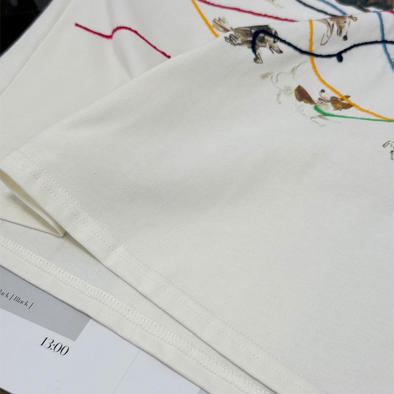 ID Podzimní Retro Štěně Potisk Vyšívané Tričko s Dlouhým Rukávem