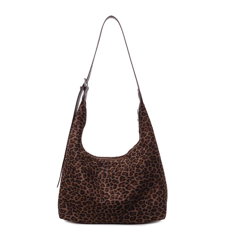 Retro Leopard Print Tote Bag - 2025 Autumn/Winter Collection, Large Capacity Shoulder Bag, Stylish Underarm Design for Women