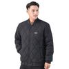 Men's Black Diamond Quilted Baseball Collar Button Up Light Padded Bomber Jacket