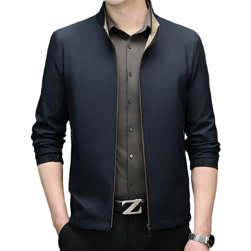 2024 Men's Autumn Casual Stand Collar Jacket - Versatile Business Style for Dad and Young