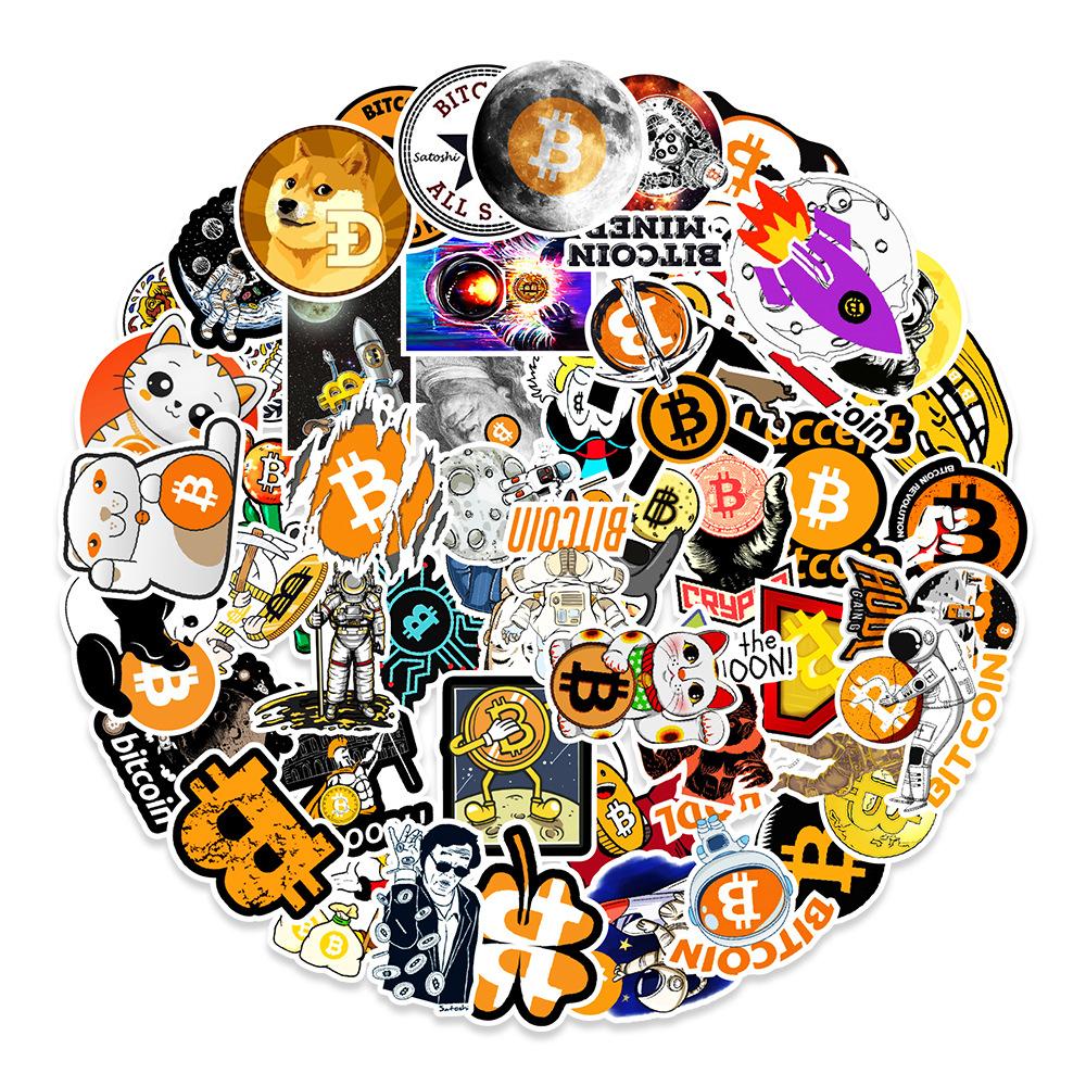 50 Crazy Bitcoin Graffiti Stickers Balance Car Refrigerator Wall Decoration Stickers