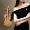 Fashion Crystal Violin Brooch Diamond-Studded Elegant Coat and Shirt Accessory Pin Gift Corsage