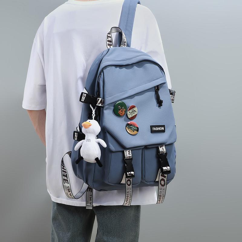 

Backpack Autumn and Winter New School Bag Female College Student High School Student Junior High School Student Fashion Large Capacity Backpack Male синій
