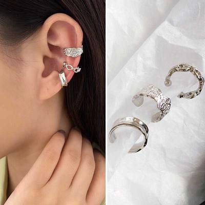 Pendientes de Clip huecos de Color dorado y plateado para mujeres y hombres, pendientes creativos simples en forma de C, conjunto con rizador para oreja sin perforación, regalo de joyería de tendencia