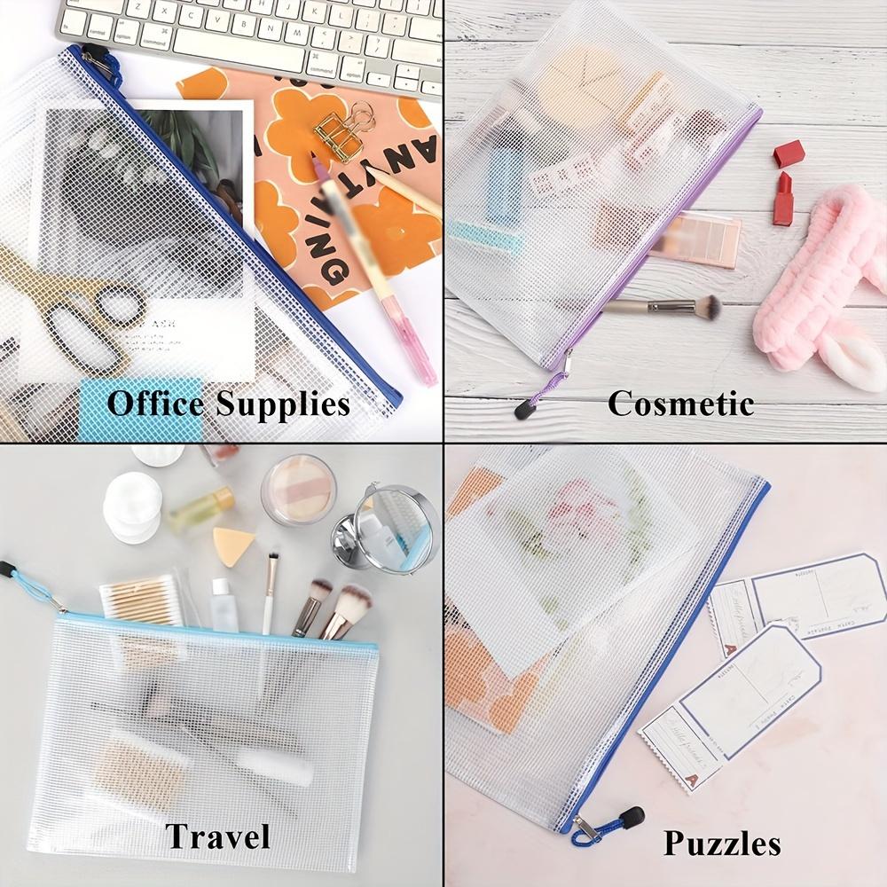 16pcs Clear Mesh Zipper Storage Bags- School, Travel, Home Organization, Zipper Pouch Bags, School Supplies, Travel Essentials