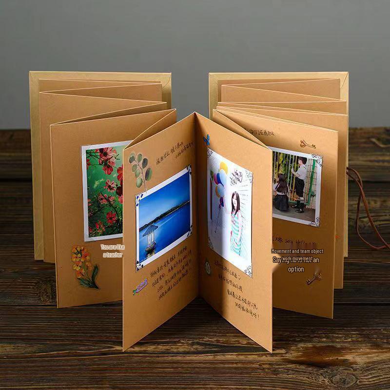 Accordion-Fold DIY Photo Album: Kraft Paper Memory Book for Graduation & Creative Gifts