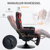 Sedia da Gaming, Funzione Massaggio, Schienale Reclinabile, Poggiapiedi, fino a 120 kg, Telaio in Acciaio, Ecopelle, Rosso