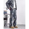 JYL Men's Jacket & Jeans American Jacquard Spring High-Street Denim Set