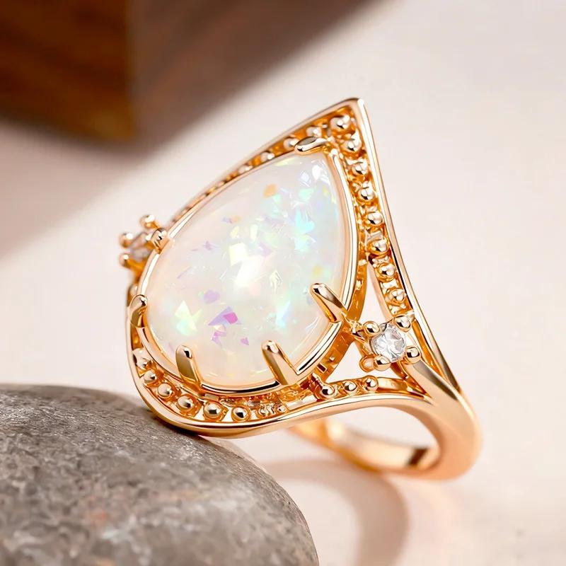 High End Shiny Temperament, Elegant Design, Jewelry Accessories, Droplet Shaped Australian Treasure Ring For Women