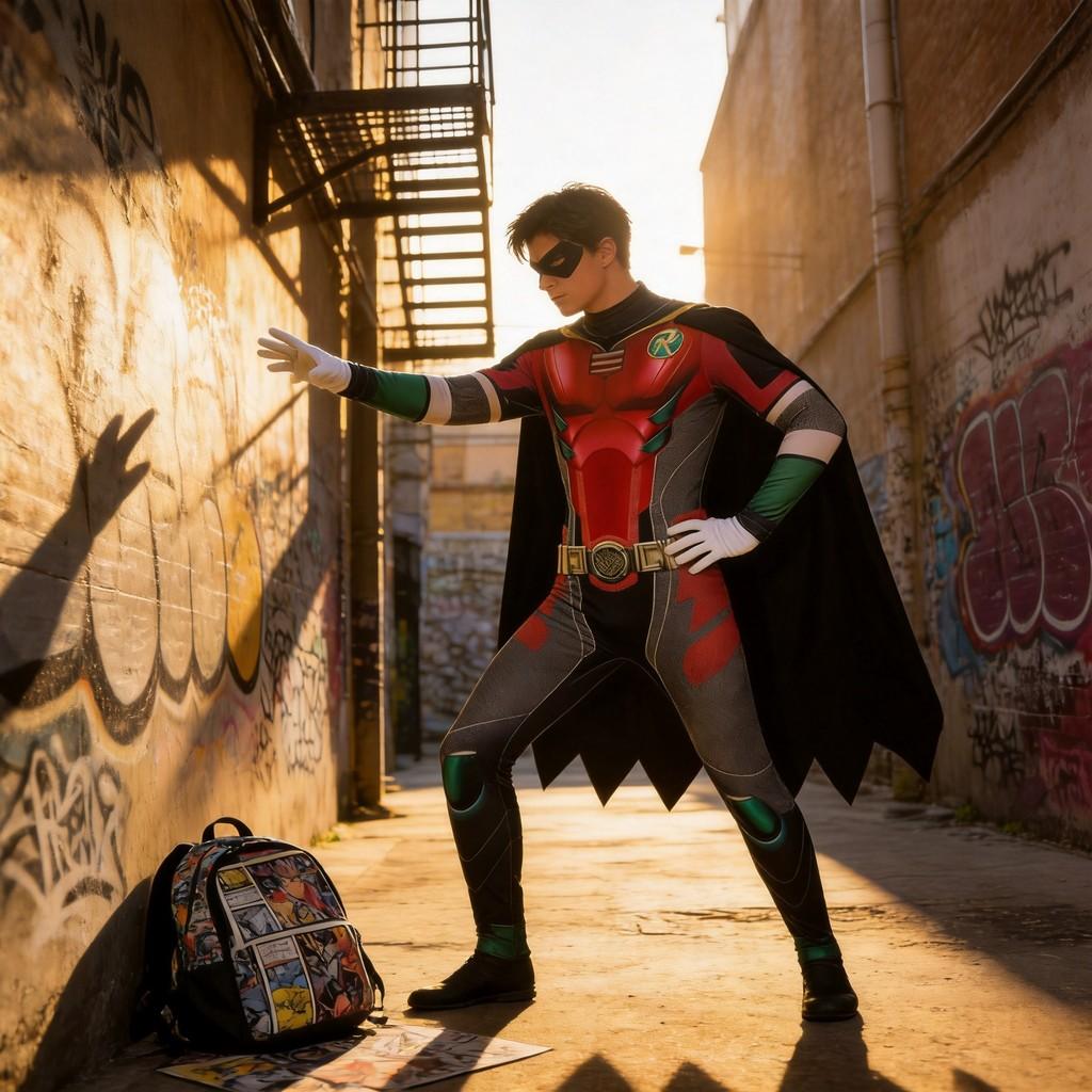 Κοστούμι Cosplay Robin DC Titans με Πολυεστερικό Ύφασμα για Role Play Anime