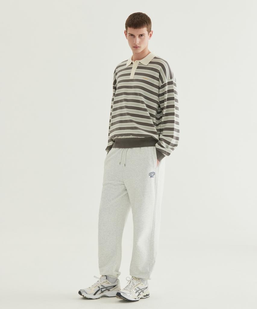 COVERNAT Striped Collar Knit Gray