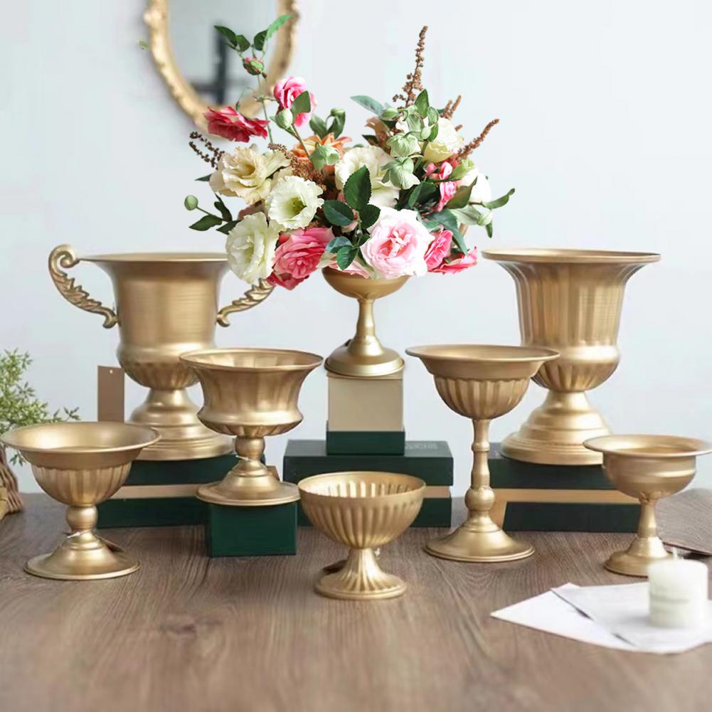Vintage Gold Metal Vase Set – Elegant Decorative Vases for Dining Table, Wedding Flowers, Home Decor, Floral Arrangements