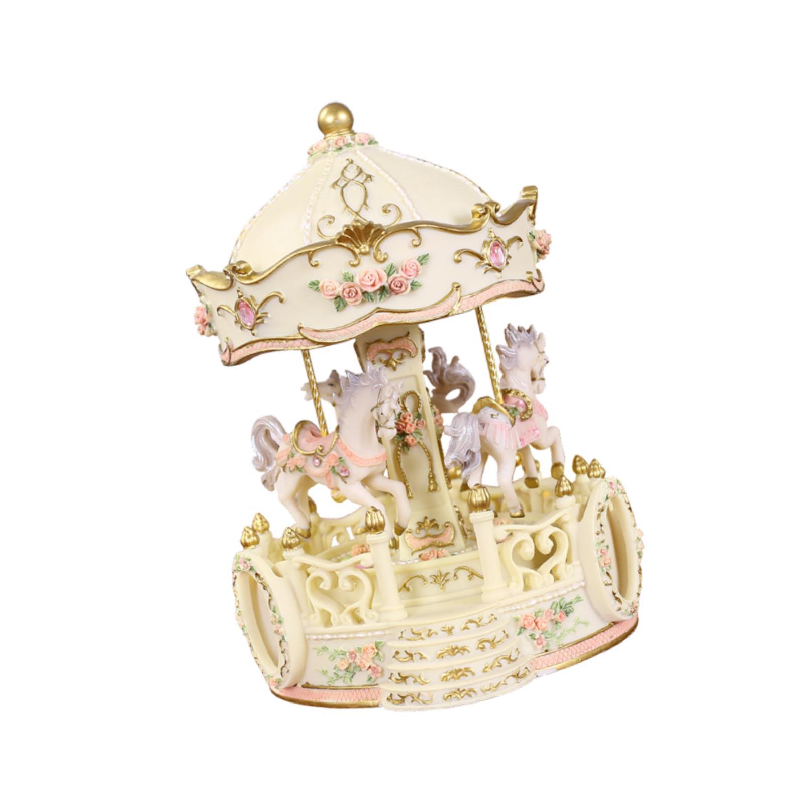 

3 Лошадь Вращаться Play Музыка Карусель Лошадь Музыкальная Шкатулка для Мамы Подруги Женщины белый