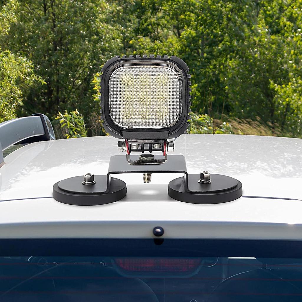 Magnetic Light Mount 2 Pieces Car Magnetic Light Mounts Aluminum Alloy Brackets Strong Sucker No Drilling For Outdoor Roof Off
