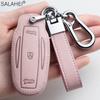 Leather Car Remote Key Fob Case Cover For Tesla Model X Model S Model 3 Car-Styling Protection Holder Shell Keychain Accessories