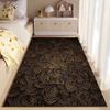 Brown Carpet with Swirling Gold Pattern, Modern Living Room Decorative Rug Suitable for Use As an Anti-slip for Living Room Bedroom Sofas