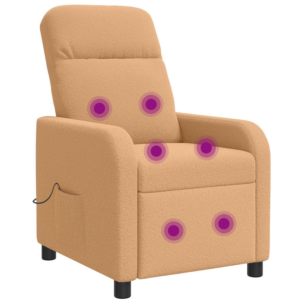 Massage Recliner Beige Boucle