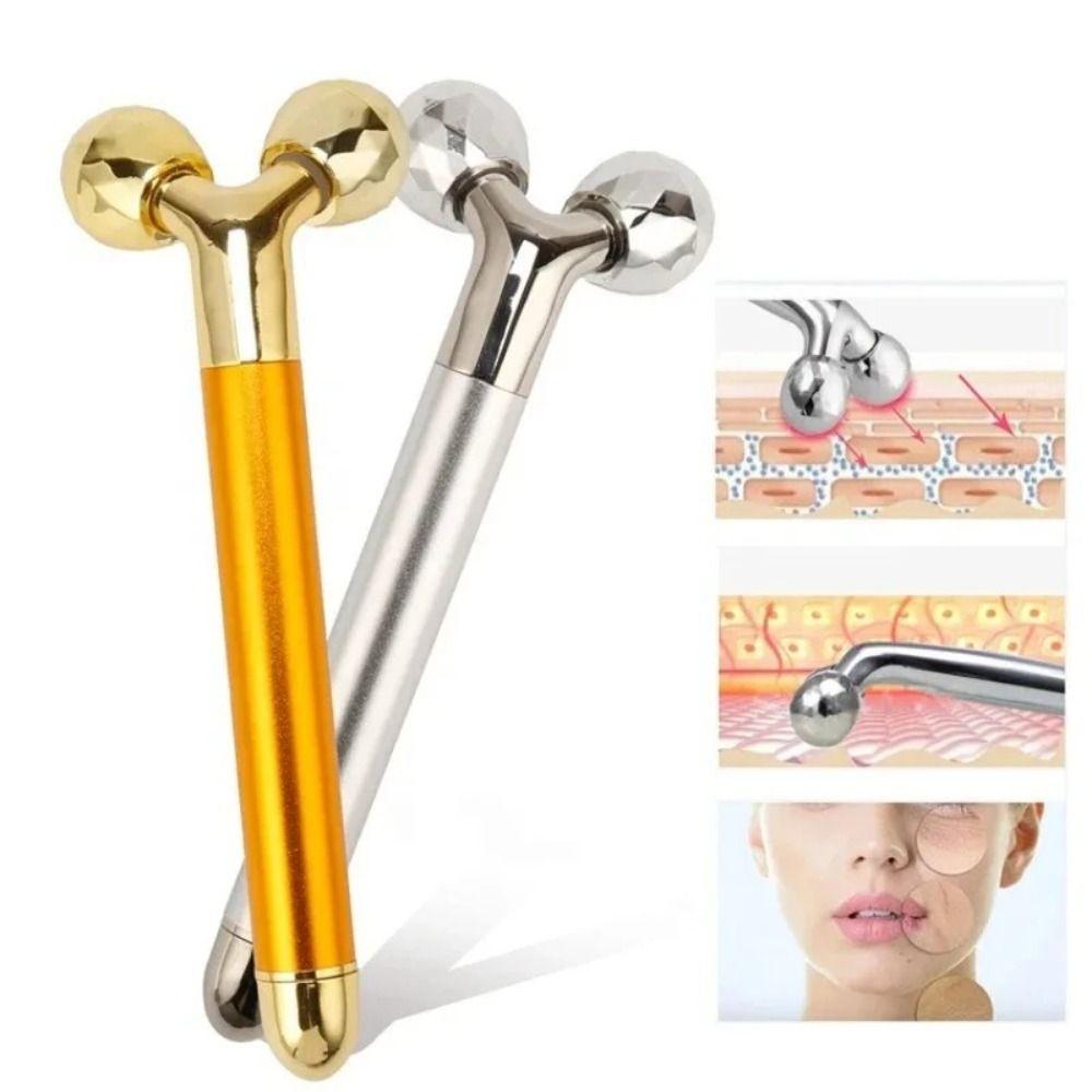 Zinc Alloy Y Shape Facial Massager Dual Roller Design Face Massage Instrument Jaw Contour Care