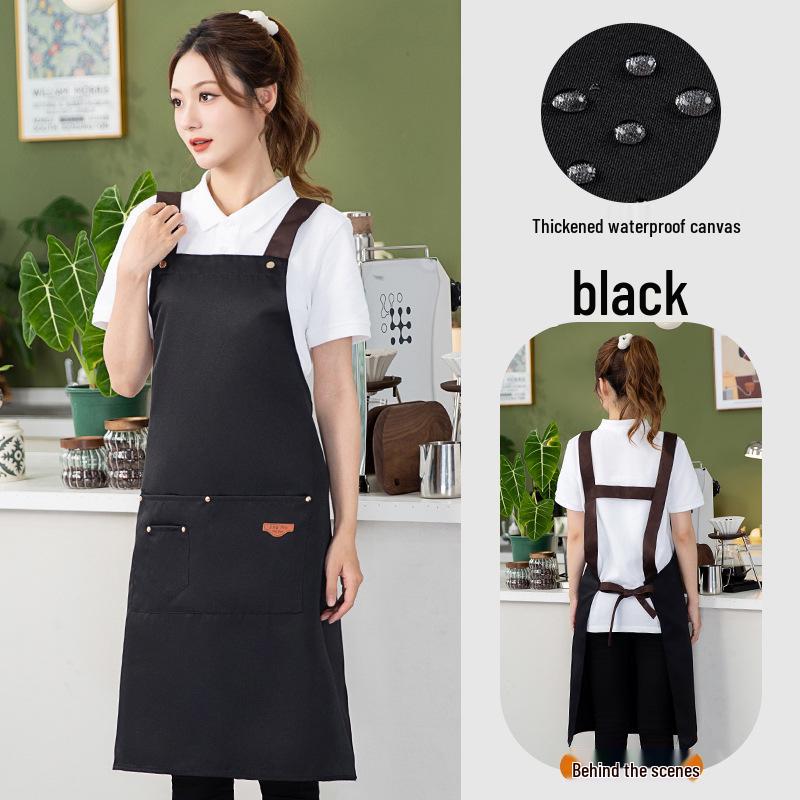Waterproof Oil-proof Apron for Milk Tea & Flower Shops, Custom Logo, Unisex Catering Workwear.