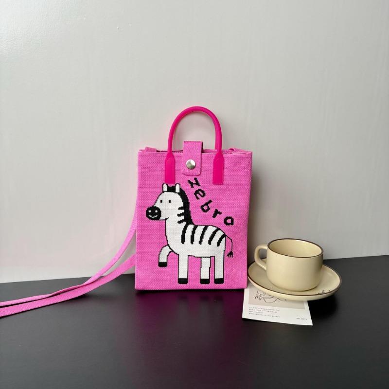 New large-capacity knitted bag, mobile phone bag, niche shoulder messenger bag, high-end, cartoon fashion handbag.