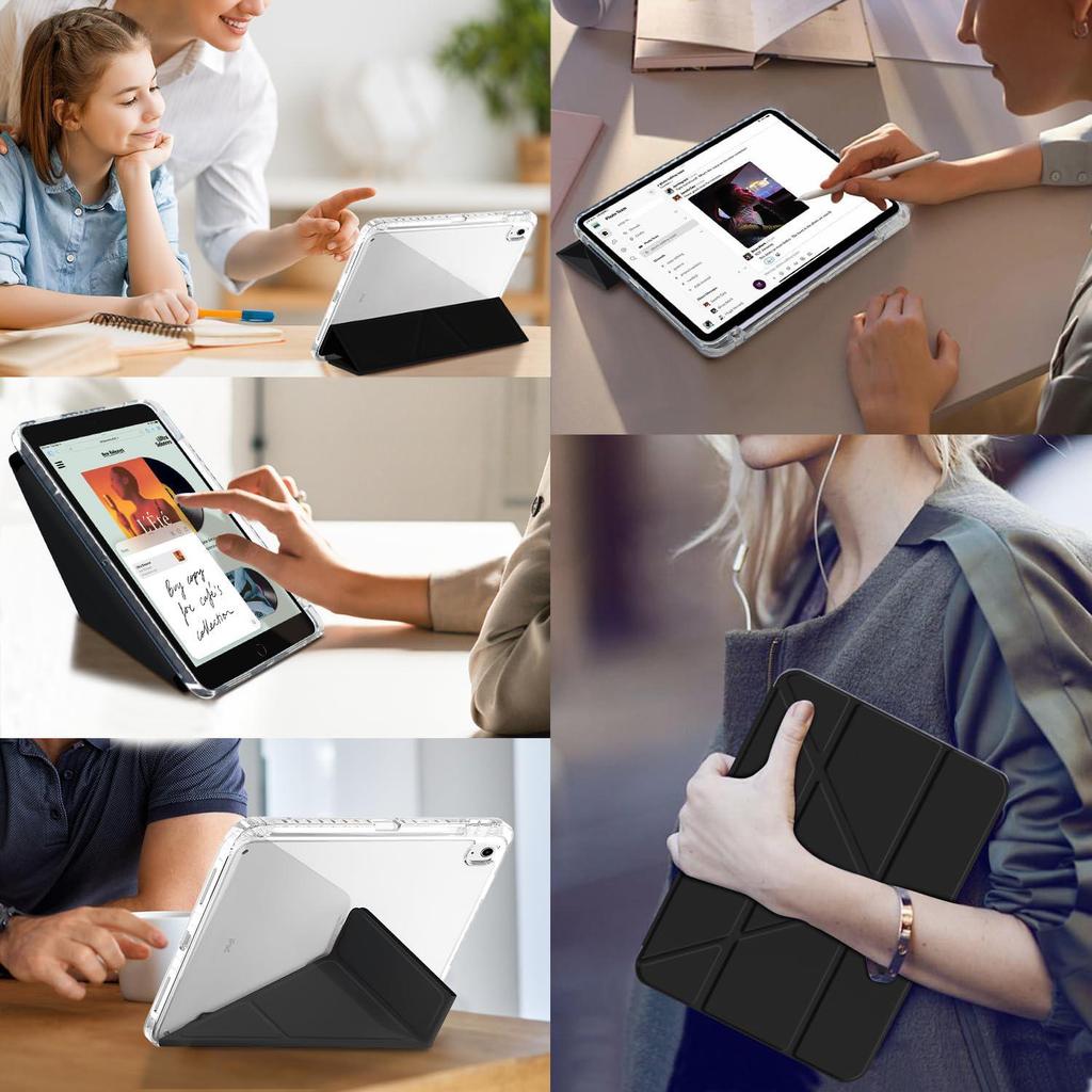 3+Y-fold Flip Clear Cover For iPad 10th 11th Gen 2025 7/8/9 10.2'' Start Case For Air 4 5 6 7 11 For Air 2 9.7 Pro 11 Mini 6 7