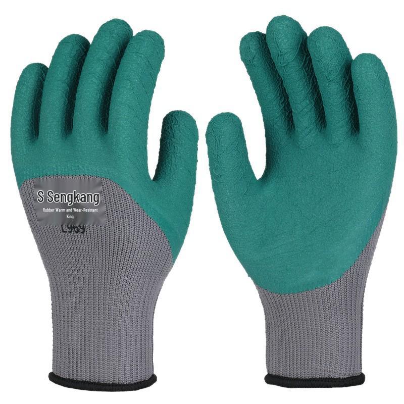 Thick Winter Latex Gloves: Terry Lined, Cold-Proof, Wear-Resistant, Warm and Protective