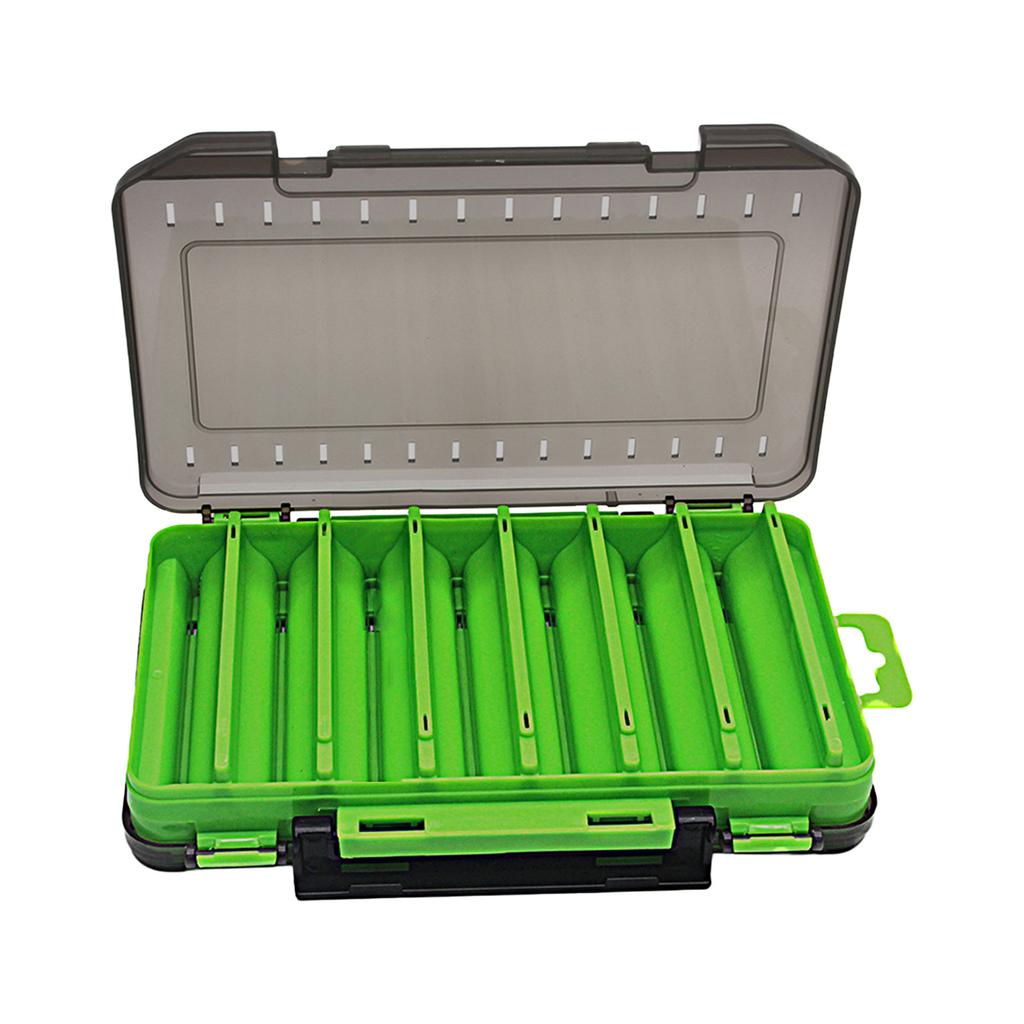 Doppelseitige Köderbox mit 14 Fächern für Wobbler Angelköder Haken Zubehör Aufbewahrungs Organizer Box
