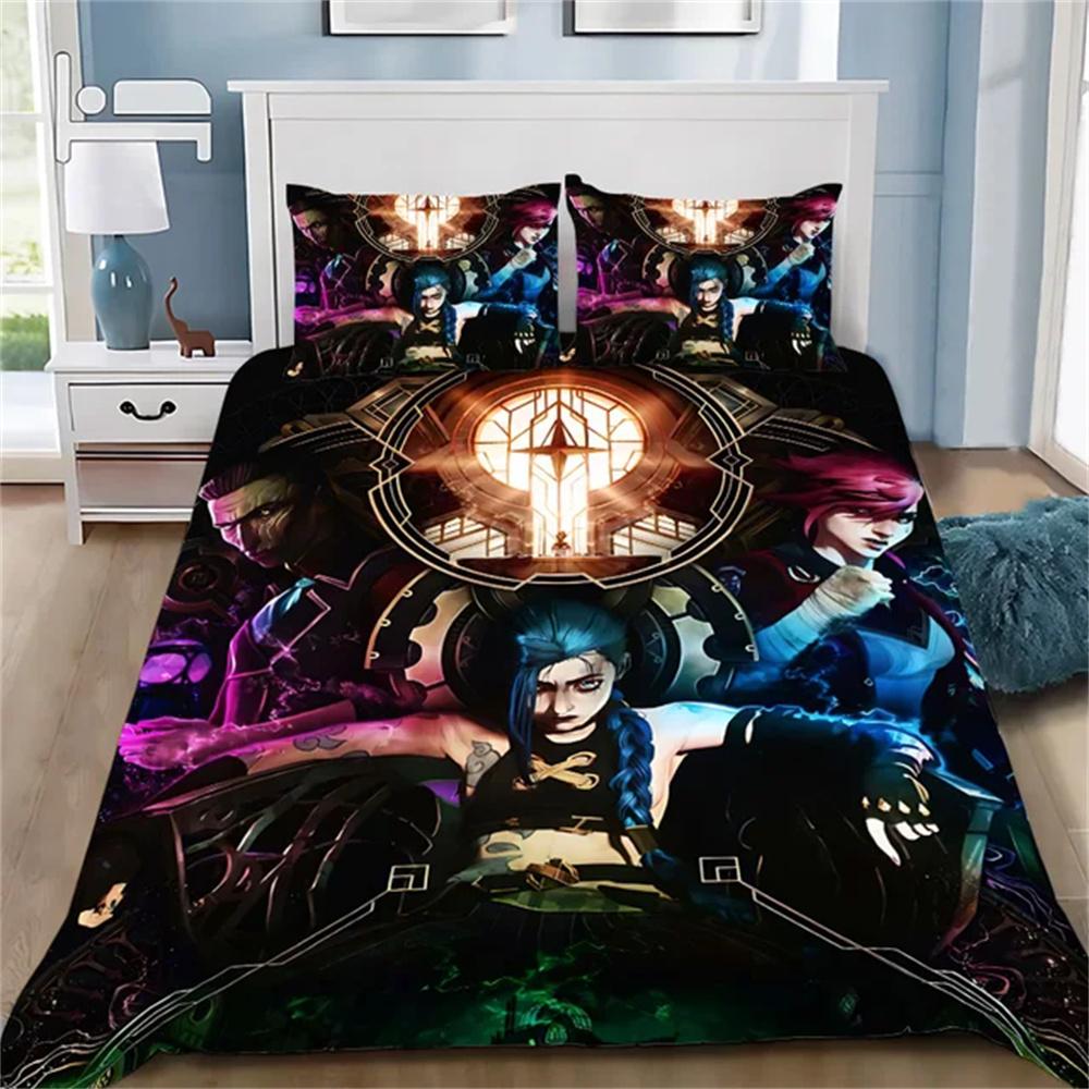 Horké Anime Arcane Povlečení 3D Tisk Jinx Pro Dospělé Chlapce Dívky Dekorace Ložnice Sada Povlaků na Peřinu Jednolůžko Dvojlůžko Povlečení
