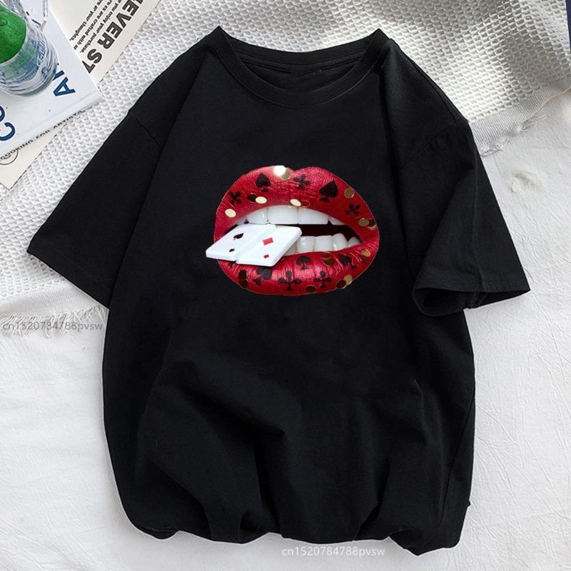 Sommermode Lockerer Print Rundhals Reine Baumwolle Damen Kurzarmshirt T-Shirts Damen