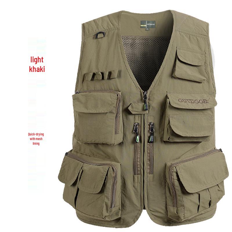 Men's 7XL Quick-Dry Mesh Vest With Multi-Pockets - Breathable Summer Wear