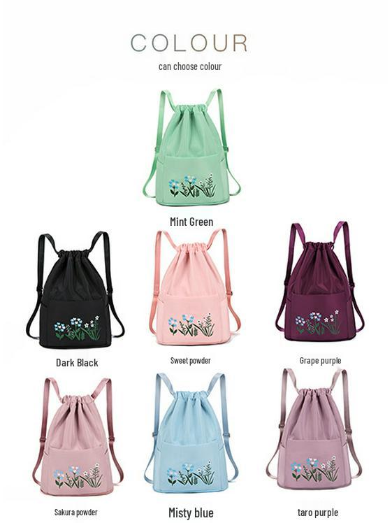 Casual Embroidered Folding Gym Backpack - Large Capacity, Wet/Dry Compartments, Ideal for Short Trips and Sports.