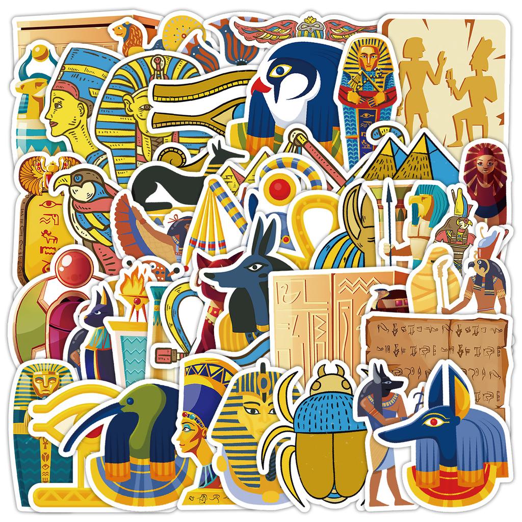 50 Ägyptische Serie Graffiti-Aufkleber für Mobiltelefone, Gepäck, Wasserdichte Deko-Aufkleber, Kreative Ägyptische Aufkleber