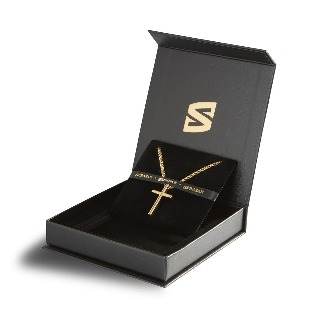 Gold Chain Cross 60cm Christian Crucifix [SERASAR] Men's - Men's