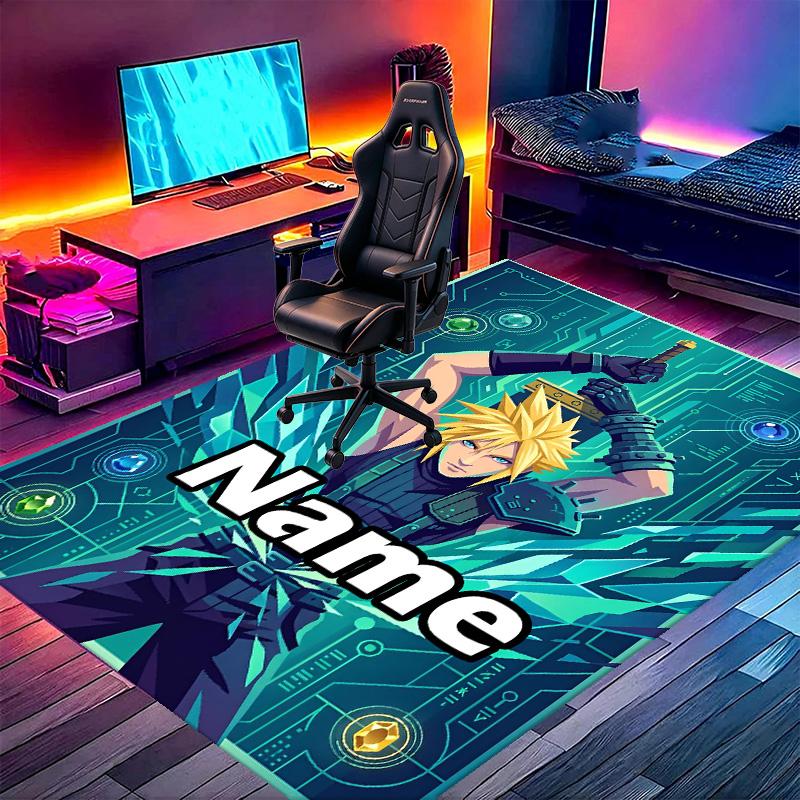 Custom Name Personalized Final Fantasy Print Carpet, Versatile Home Decor Rug, for Playroom, Apartment, Balcony, Entryway, Hallway Gift