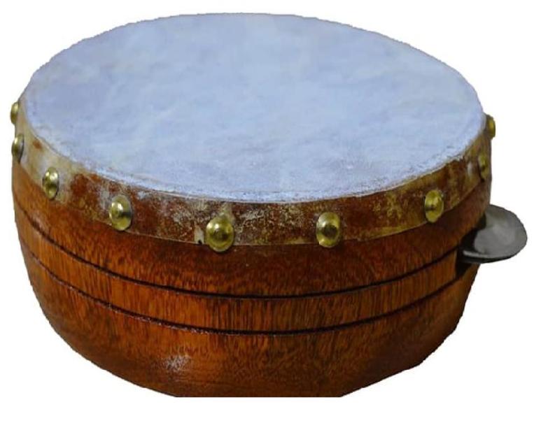 Handmade Khanjeera Hand Drum – Goat Skin Cover, Wooden Percussion Instrument, Professional Khamak Dhapli