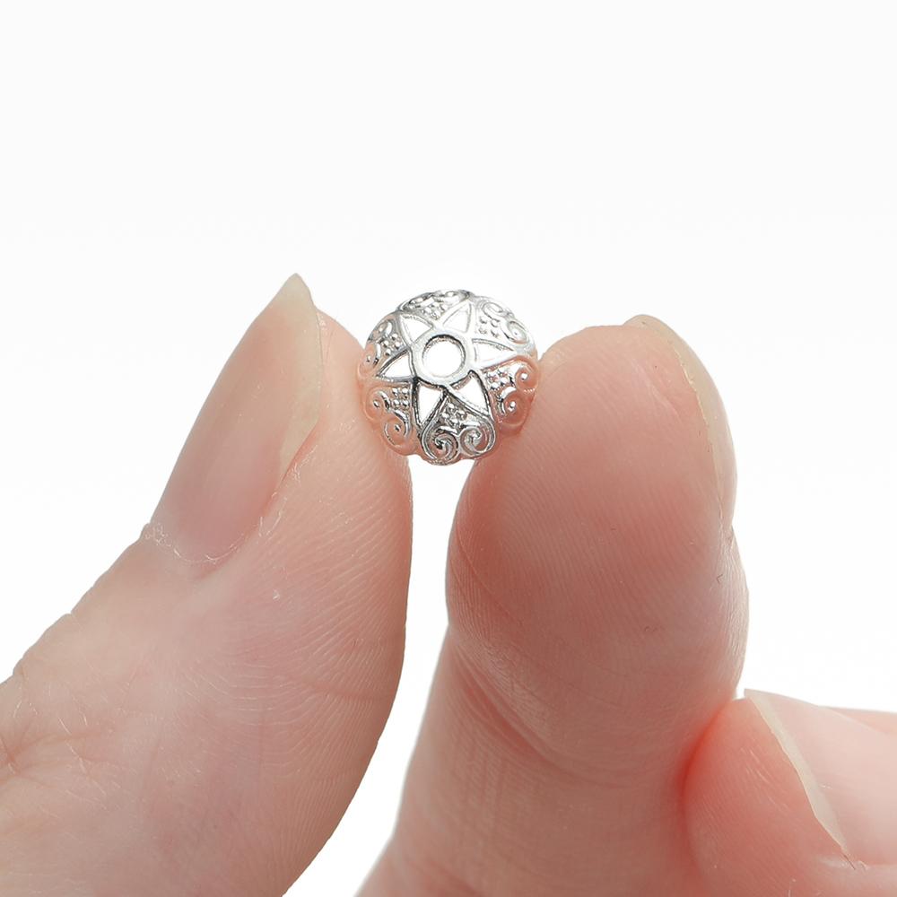 50pcs 5 Sizes Alloy Flower Beads Cap Flowers Connector for Bracelet Necklace Jewelry Making Accessories