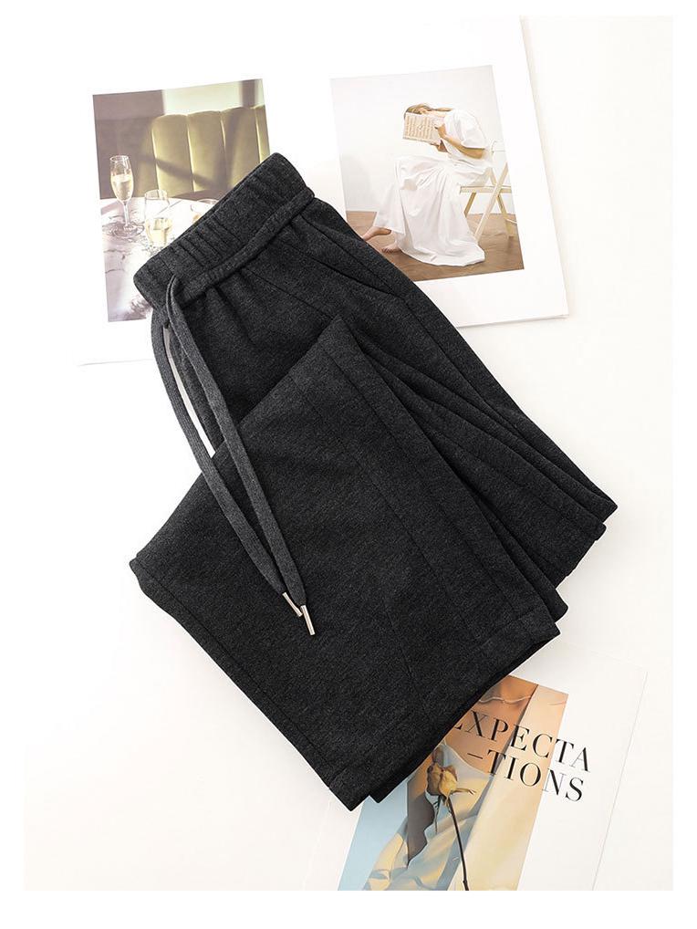 2025 Autumn/Winter Women's Woolen Curved Blade Wide-Leg Pants, Plus Velvet, Thick, Comfortable, Skin-Friendly, Casual Banana Pants