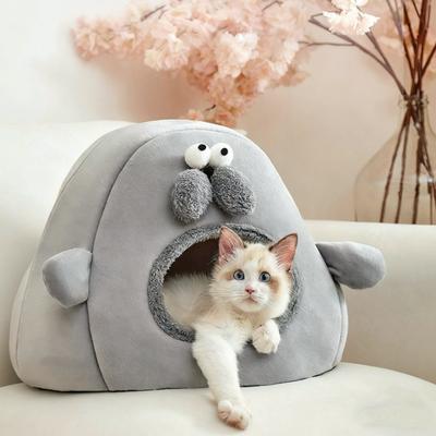 Cartoon Seal-style Pet Beds Thickened And Soft Medium And Small-sized Cat Beds Deepened And Warm Pet Beds In Winter