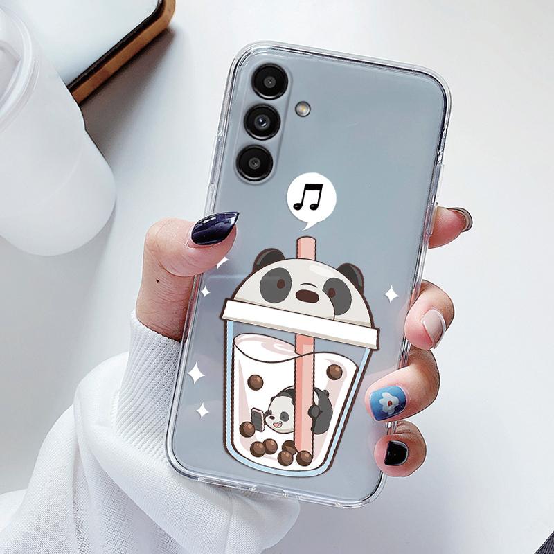 Transparent Case For Samsung Galaxy A24 A17 A16 A56 A55 A54 A06 4G Cover Cartoon Flowers Soft Clear Shockproof Funda Face Capa
