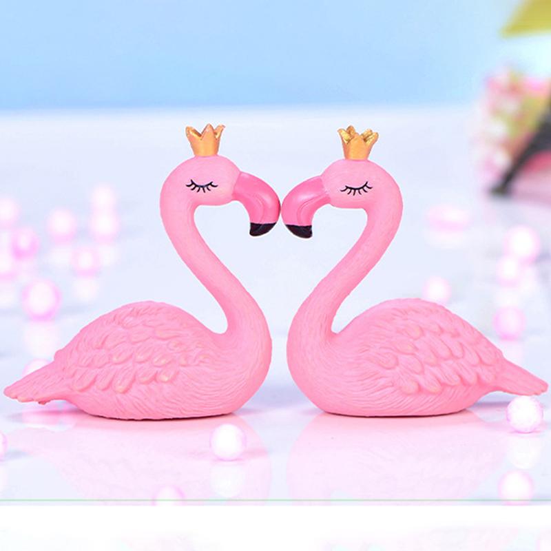 Pink Resin Flamingo Figure Wear King Queen Crown Home Ornament Wedding Gift