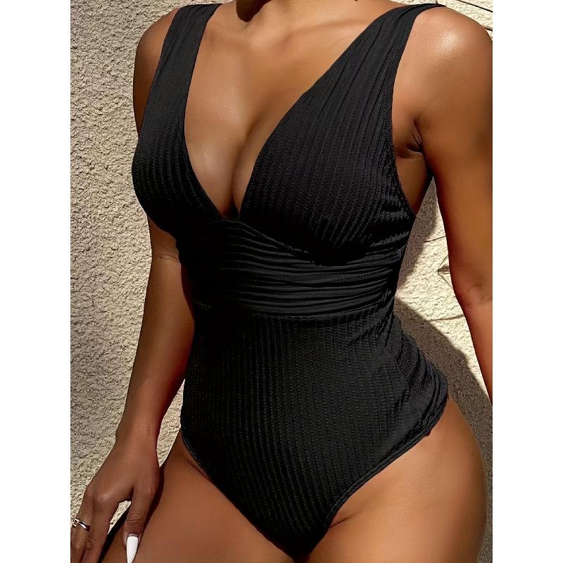 Women's One-Piece Swimsuit - Sexy V-Neck Bikini - Non-Transparent Quick-Dry Swimwear - Elegant Swim Suit for Beach, Pool, Vacation , Beach Swimwear