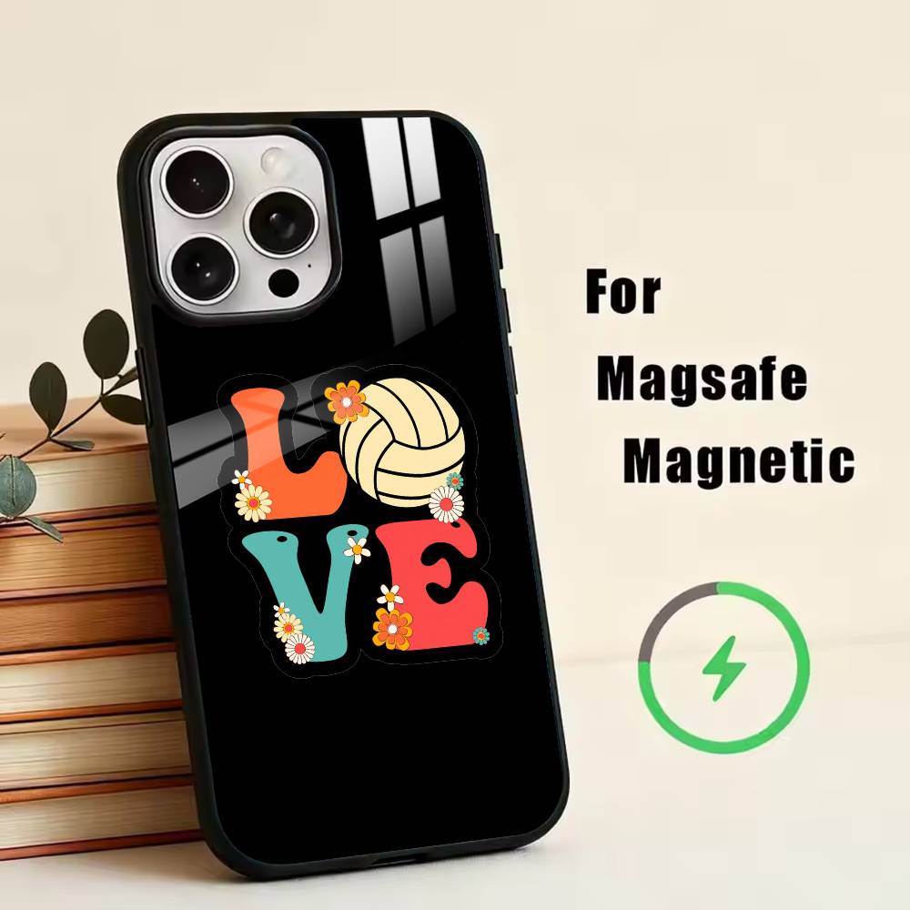 

Volleyball Painted Phone Case For iPhone17,16,15,14,13,12,11 Plus,Pro Magnetic For Magsafe Wireless Charging iPhone16